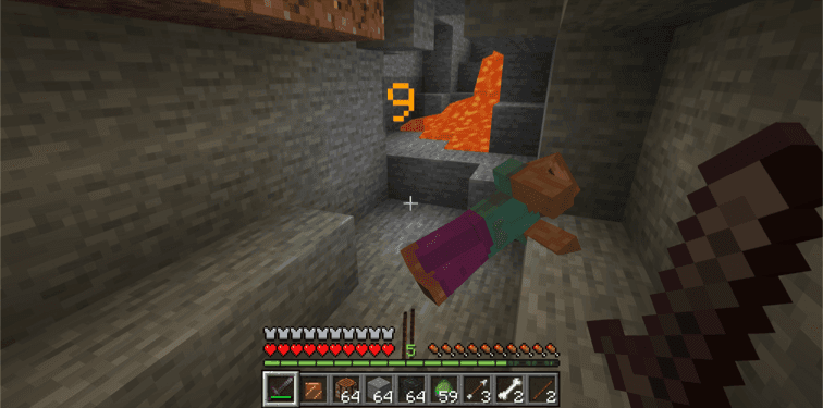 Damage Numbers combat UI screenshot in Minecraft Bedrock